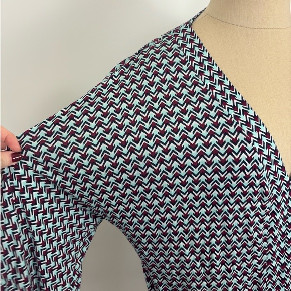 Lascana Long Sleeve Top Multicolor Printed V Neck Pullover 4/6 - Picture 3 of 6